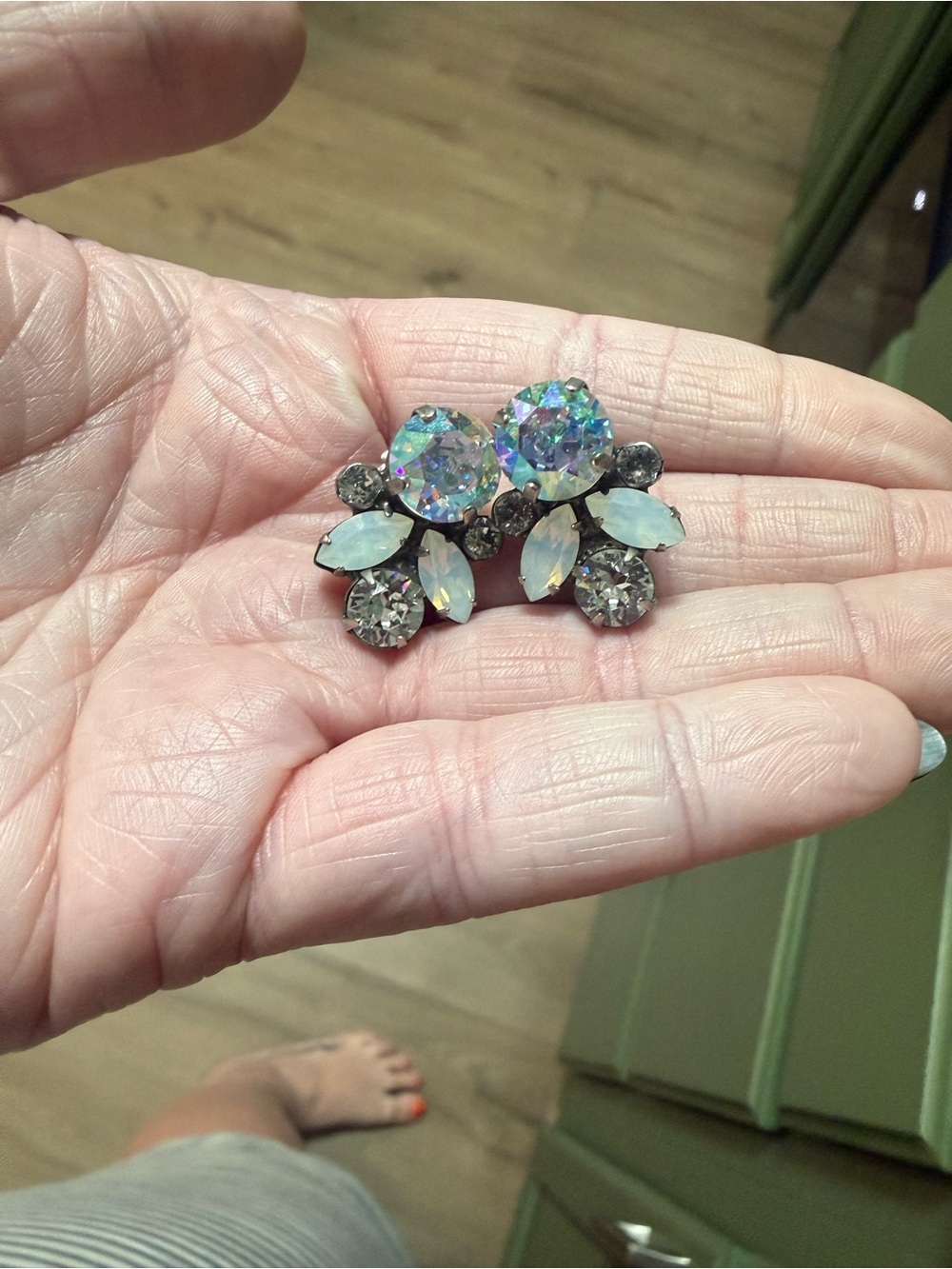 Sorrelli Iridescent Opal and Clear Crystal Cluster Bracelets & Earring Set